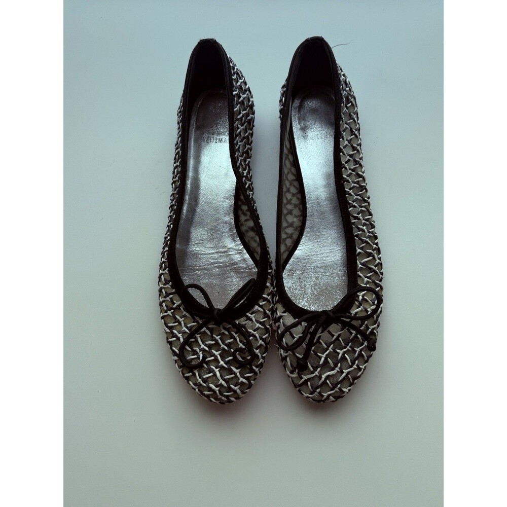 STUART Weitzman Black & White Basket Loafers Sz 9.5